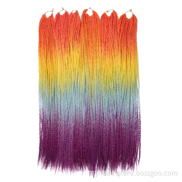 Ombre Senegalese Twist Crochet Braids 24 Inch 30 Roots/Pack Synthetic Hair for Women Twist Braiding Hair Extension